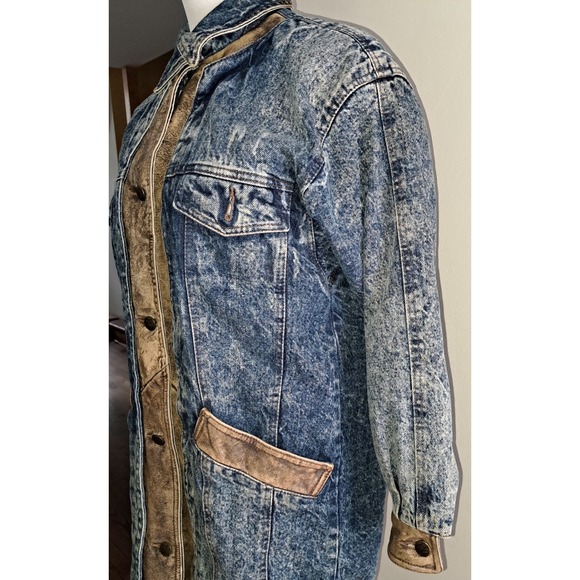 Vintage Andy Johns Denim Jacket – Lined & Insulated | Leather Trim | Size Small - Picture 6 of 13